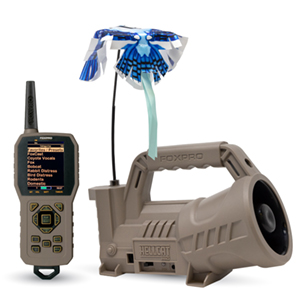 FOXPRO HellCat Pro Digital Game Call including the TX1000 remote control and decoy topper